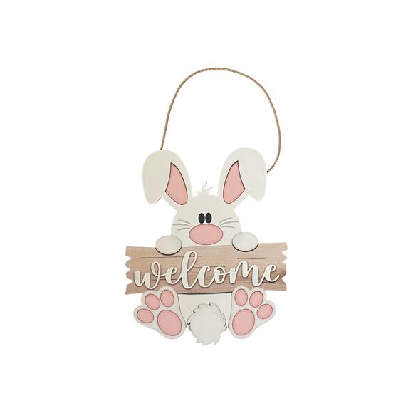 Easter Bunny Welcome Sign | Spring Door Hanger | Wreath Attachment | Home Decor - Picture 5 of 5